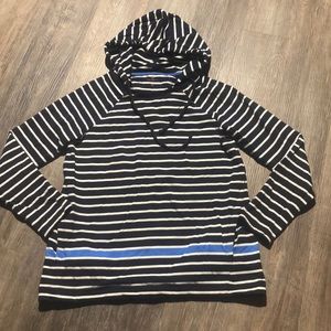Talbots Striped Hooded Long Sleeve Top Sz S